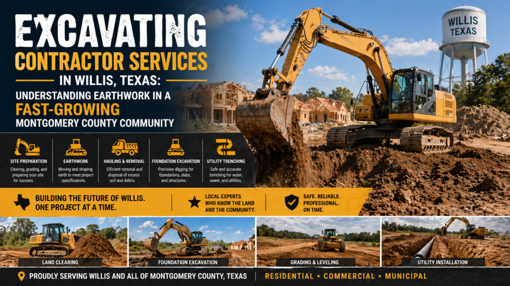 Excavating Contractor Services in Willis, Texas: Understanding Earthwork in a Fast-Growing Montgomery County Community